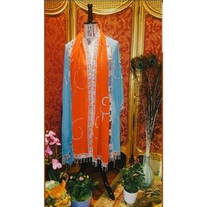 Vintage orange & blue jeweled dupatta 💙